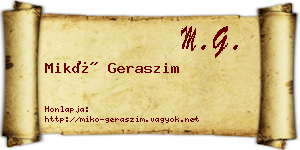 Mikó Geraszim névjegykártya